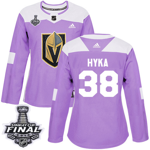 Adidas Golden Knights #38 Tomas Hyka Purple Authentic Fights Cancer 2018 Stanley Cup Final Women's Stitched NHL Jersey